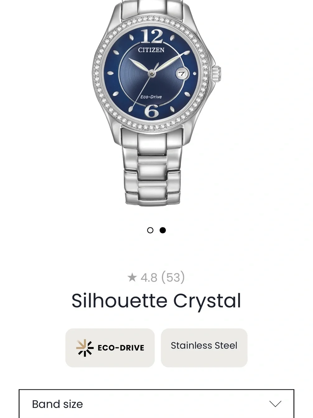 Citizen Ladies Stainless Steel Watch with Blue Dial and Crystal Bezel